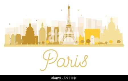 Paris City Skyline goldene Silhouette. Vektor-Illustration. Einfache flache Konzept für Tourismus Präsentation, Banner, Plakat oder web Stock Vektor