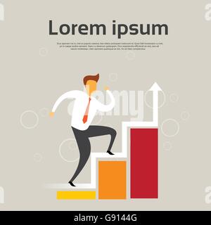 Geschäftsmann Aufstieg finanzielle Balkendiagramm Business Mann Wachstumskurve Stock Vektor