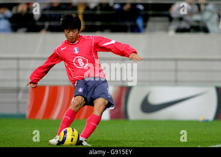 Fußball - International freundlich - Südkorea gegen Schweden - Soeul-WM-Stadion. Tun Sie Héon Kim, Südkorea Stockfoto