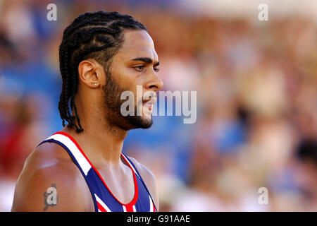 Leichtathletik - Norwich Union World & Commonwealth Trials und AAA Championships - Manchester Regional Arena. Während des Men's High Jump Stockfoto
