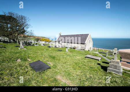 12. Jahrhundert St Tudno Kirche auf den Great Orme Kopf in der Nähe von Llandudno Nord-Wales Stockfoto