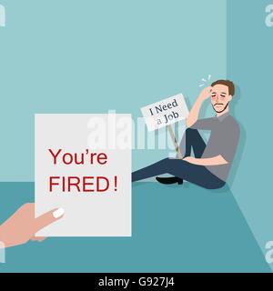 Mann auf der Suche nach einem Job gefeuert Stock Vektor
