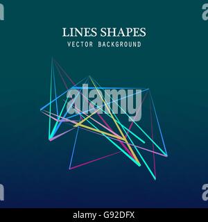 Bunte Linien Formen abstrakt isoliert auf blau dunkel-Vektor-illustration Stock Vektor