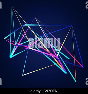 Bunte Linien Formen abstrakt isoliert auf blau dunkel-Vektor-illustration Stock Vektor