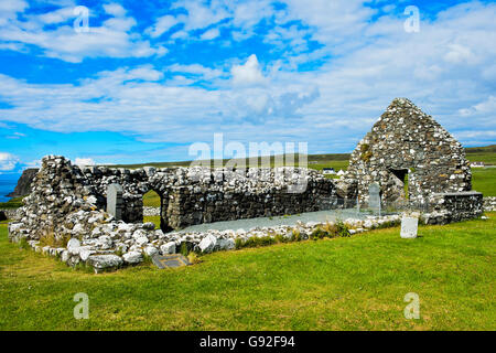 Ruinen von der Trumpan Kirche, Trumpan, Waternish Halbinsel Isle Of Skye, Schottland, Großbritannien Stockfoto