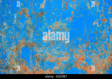 Textur des blauen rostigem Eisen hautnah Stockfoto