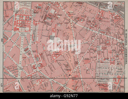 INVALIDES LUXEMBURG. Stadt Stadt Plan De La Ville. Paris-6e-7e Carte, 1907 Karte Stockfoto