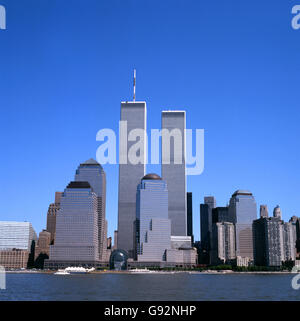 NYC Skyline mit den Twin Towers Stockfoto