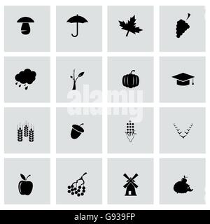 Vector schwarz Herbst-Icon-set Stock Vektor