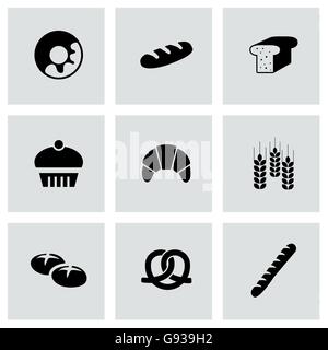Vector schwarz-Bäckerei-Icon-set Stock Vektor