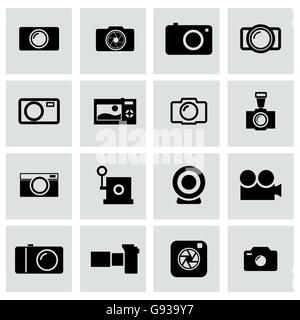 Vektor schwarze Kamera-Icon-set Stock Vektor
