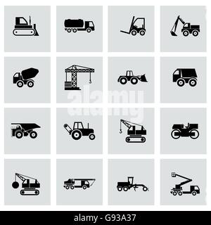Vektor-schwarz Bau-Transport-Icon-set Stock Vektor