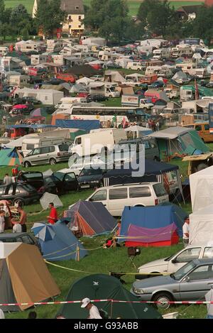 Formel 1 Motorsport - Großer Preis Von Österreich. Ein Campingplatz für Fans auf der Rennstrecke Stockfoto