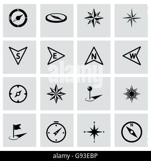 Vektor-schwarzer Kompass-Symbol-set Stock Vektor