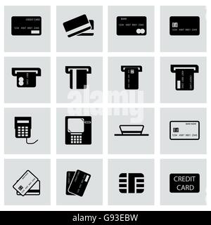 Vektor schwarze Kreditkarte-Icon-set Stock Vektor