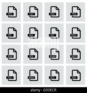 Vektor-schwarz-Datei-Format-Icon-set Stock Vektor