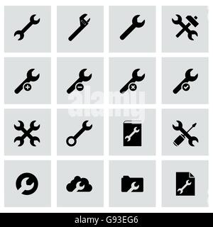 Vektor schwarze Einstellungen Schraubenschlüssel-Icon-set Stock Vektor