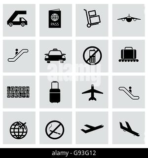 Vektor schwarze Flughafen Icons set Stock Vektor