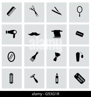 Vektor schwarze Barbier Icons set Stock Vektor