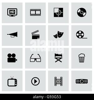 Vektor schwarzen Kino Icons set Stock Vektor