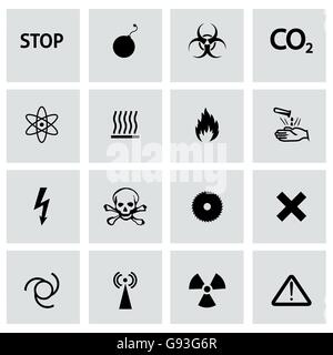 Vektor schwarze Gefahr Icons set Stock Vektor