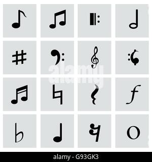 Vektor schwarzen Noten Icons set Stock Vektor