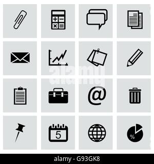 Schwarz Vektor Büro Icons-set Stock Vektor