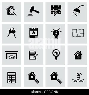 Vektor-schwarz Immobilien-Icons set Stock Vektor