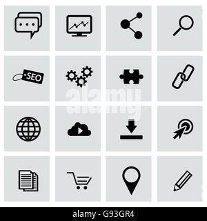 Vektor schwarze Seo Icons set Stock Vektor