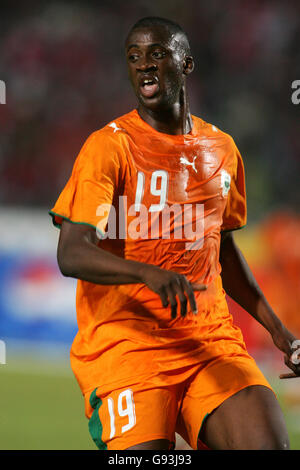 Fußball - Afrikanischer Fußballpokal 2006 - Gruppe A - Libyen - Elfenbeinküste - Internationales Stadion von Kairo. Yaya Toure, Elfenbeinküste Stockfoto