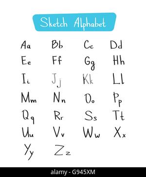 Alphabet Buchstaben Sammlung Skizze handgezeichnete Set Stock Vektor