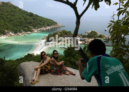 die kleine Insel von Ko Nang Yuan in der Nähe von Ko Tao Insel im Golf von Thailand im Südosten von Thailand in Südostasien. Stockfoto