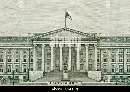 Banknote Zeichnung des US Treasury Department Washington DC Stockfoto