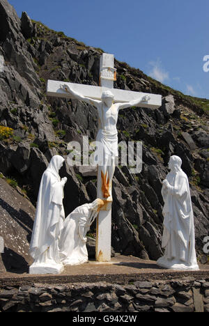 Kreuzigung Szene, Slea Head, Slea Head Drive, Halbinsel Dingle, County Kerry, Irland / Kreuz, Kruzifix Stockfoto