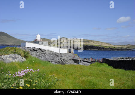 Cromwells Punkt, Leuchtturm, Valentia, Iveragh-Halbinsel, Ring of Kerry, County Kerry, Irland Stockfoto