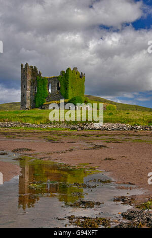 Ballycarbery Castle, in der Nähe von Cahersiveen, Ring of Kerry, Iveragh-Halbinsel, County Kerry, Irland / Watt, Watt, Watt, Gezeiten Wohnung Stockfoto