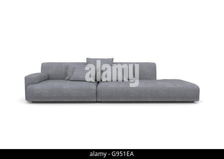 Großes Sofa mit Schatten auf weißem Hintergrund zu isolieren. 3D render Stockfoto