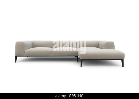 Großes Sofa mit Schatten auf weißem Hintergrund zu isolieren. 3D render Stockfoto