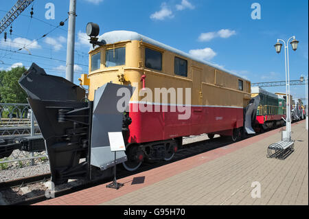 Schneefräse Pflug SDP für Schneeräumung von Railroad tracks 1,5 Meter tief, es im Jahre 1967 gebaut Stockfoto