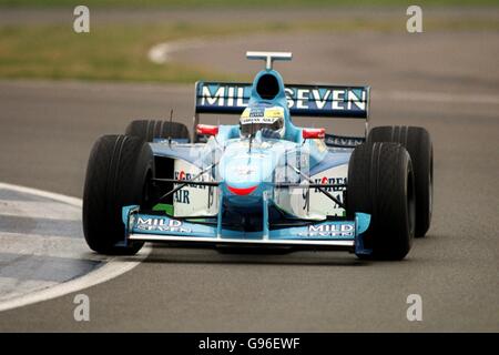 Formel-1-Autorennen - Testing in Silverstone. Giancarlo Fisichella testet den neuen Benetton Stockfoto