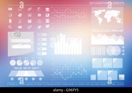 Infografik-Elemente, Web-Technologie-Symbole. Vektor-Wirtschaft Timeline Diagramm, Erinnerung, Uhrensymbol. Kreisdiagramm Info-Grafik-Symbol. Stock Vektor