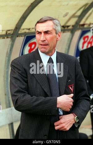 Italienischer Fußball - Serie A - Vicenza / Perugia. Edoardo Reja, Trainer von Vicenza Stockfoto