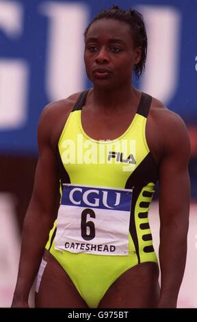 Leichtathletik - CGU Gateshead Classic. Andrea Coore, die in den 100 m der Frauen antritt Stockfoto