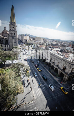 Blick auf den Straßen von Guadalajara, Jalisco, Mexiko. Stockfoto