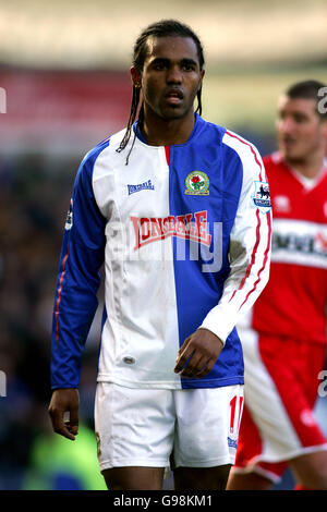 Fußball - FA Barclays Premiership - Blackburn Rovers gegen Middlesbrough - Ewood Park. Florent Sinama Pongolle, Blackburn Rovers Stockfoto