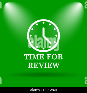 Zeit für Beitrag-Symbol. Internet-Button auf grünem Hintergrund. Stockfoto