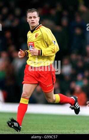 Fußball - FA Carling Premiership - Watford / Liverpool. Heidar Helguson, Watford Stockfoto