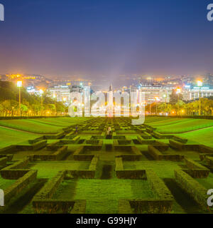 Abend-Blick auf den Parque Eduardo VII in Lissabon, Portugal Stockfoto