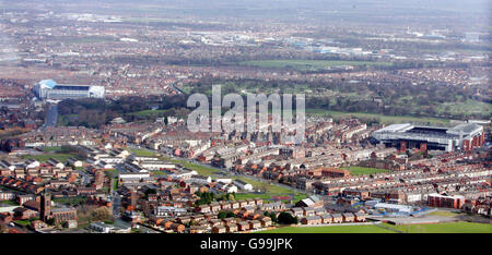Anfield und Goodison park Stockfoto
