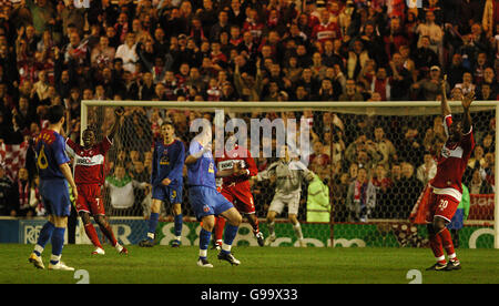 Fußball - UEFA-Cup - Halbfinale - Rückspiel - Middlesbrough V Steaua Bucuresti - Riverside Stadium Stockfoto